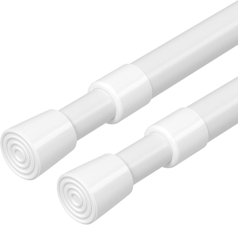fvonzn 2 Pack Spring Tension Curtain Rod 17-41inch Adjustable Spring Curtain Rods No Drilling White Small Tension Rods Short Tension Rod Closet Rod Expandable Spring Loaded Curtain Rods for Windows - Image 1